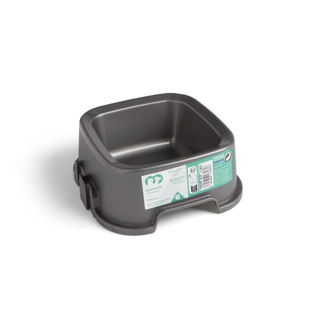 Gamelle carr&eacute;e grise 500ml - plastique 16,6x16,6xH6,5cm