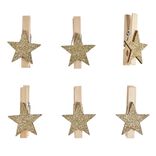 Pince en bois avec d&eacute;cor &eacute;toile x6