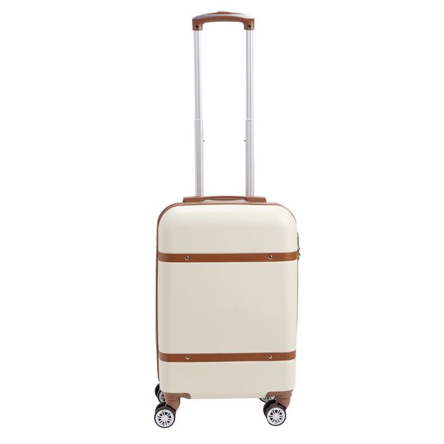 Valise cabine 38L plastique ABS beige avec cadenas &agrave; combinaison 4 chiffres
