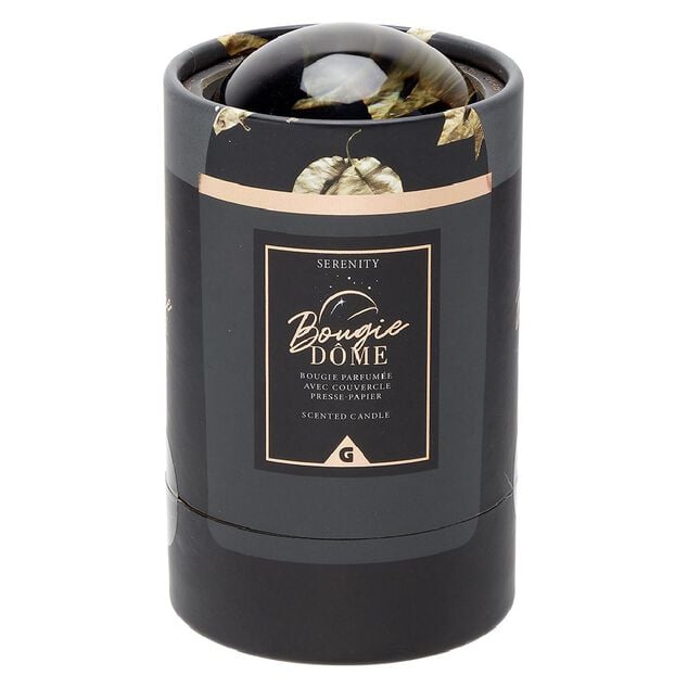 Bougie dans pot avec couvercle d&ocirc;me en cristal assorti