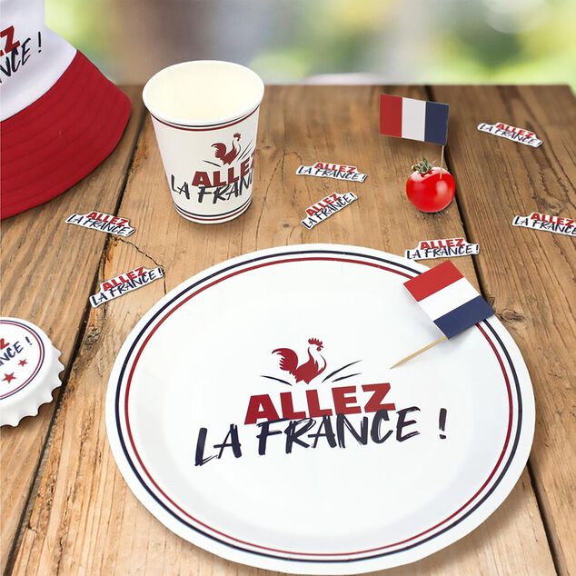 Assiette carton Cocorico x6 Allez la France &Oslash;23cm