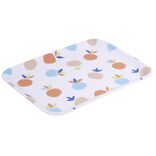 Plateau rectangulaire blanc motif fruit orange bleu plastique 29x22cm