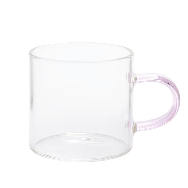 Tasse à café x4 en verre anse colorée Ø5xH5cm
