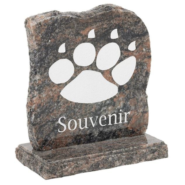 Plaque fun&eacute;raire motif patte de chien 18xH18cm gris