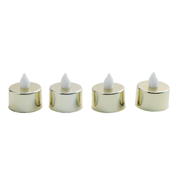 Lot de 4 bougies de table &agrave; LED &Oslash;3,7cm - 2 mod&egrave;les dor&eacute; ou argent&eacute;