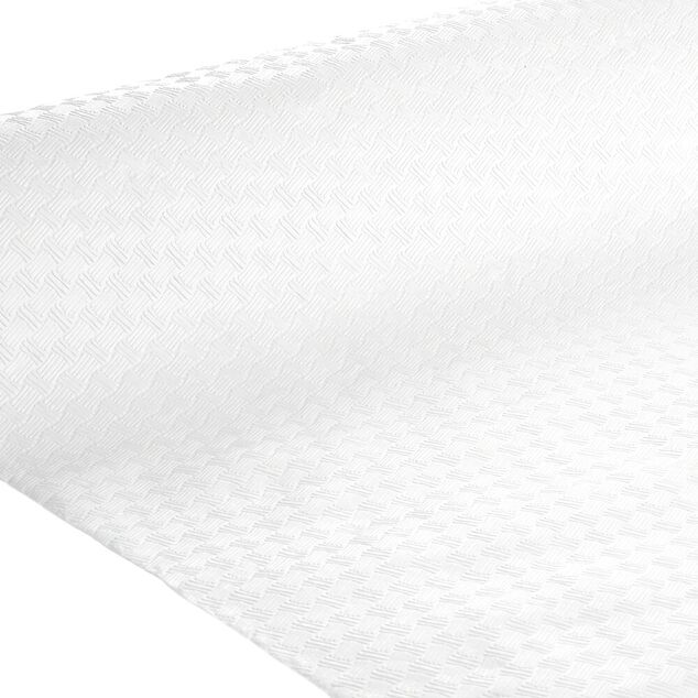 Nappe papier gaufr&eacute; effet toile de lin blanc 120x600cm