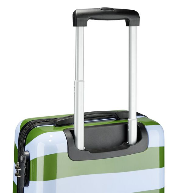 Valise cabine 39L trolley 4 roulettes bayad&egrave;re rayures bleues et vertes H56,5cm