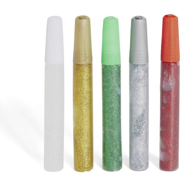 Colle color&eacute;e paillet&eacute;e 10ml x5