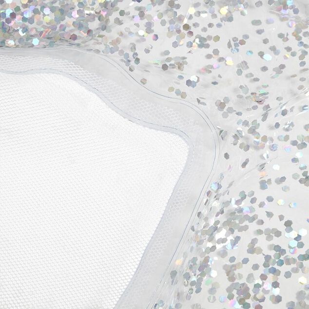 Matelas gonflable transparent &agrave; paillettes 96x178x&eacute;p10cm