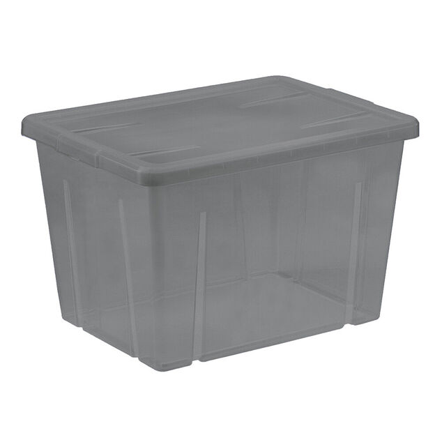 Bo&icirc;te de rangement noir transparent avec couvercle 18,8L