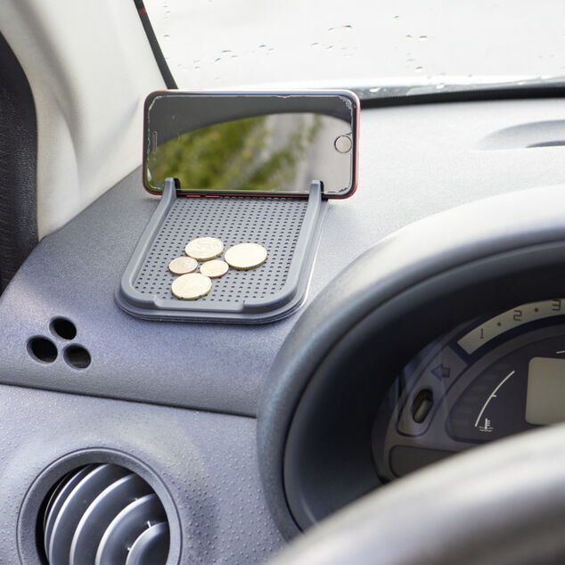 Organisateur de voiture antid&eacute;rapant 2en1 plastique noir 10,5x18,5cm