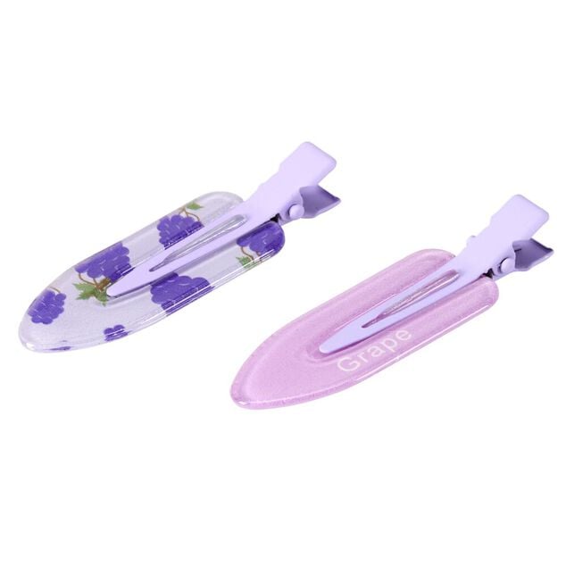 Pince &agrave; cheveux x2 clip fantaisie en m&eacute;tal et plastique 2x6cm (3 mod&egrave;les)