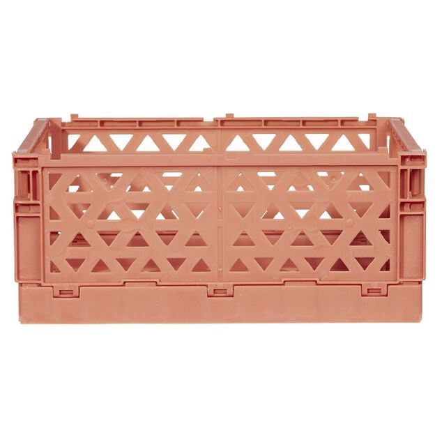 Caisse pliable avec porte-&eacute;tiquette marron L25xl16,5xH10cm