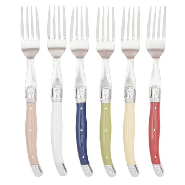 Fourchette inox manche multicolore x6