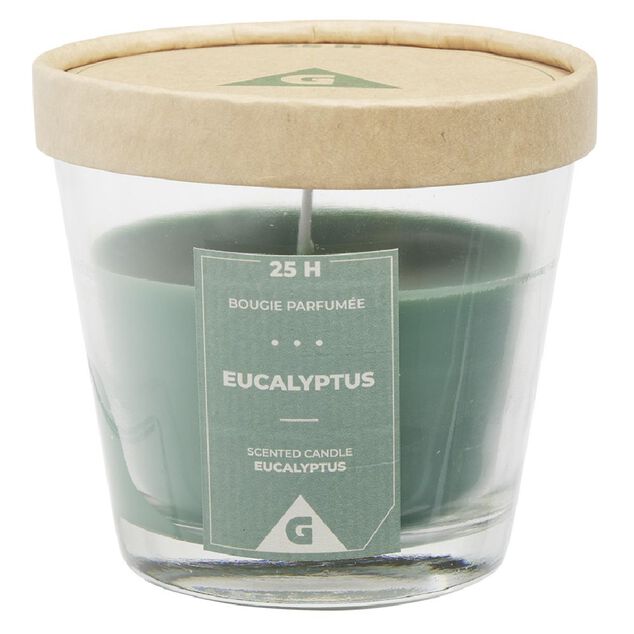 Bougie parfum&eacute;e dans verre senteur eucalyptus &Oslash;9xH8,3cm 25H