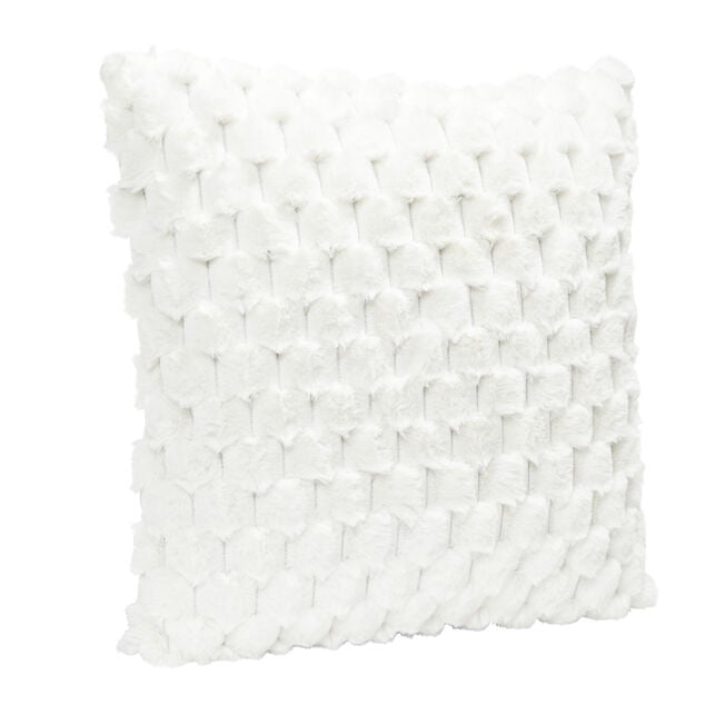 Housse de coussin effet fausse fourrure lapin 45x45cm (3 mod&egrave;les)