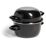 Marmite &agrave; moules avec couvercle acier noir &Oslash;18xH16,5cm
