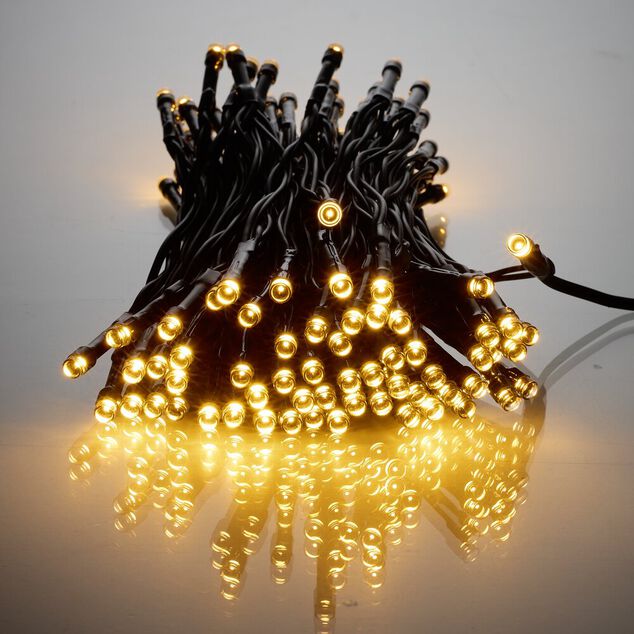 Guirlande de No&euml;l solaire lumineuse 120LED blanc chaud L890cm