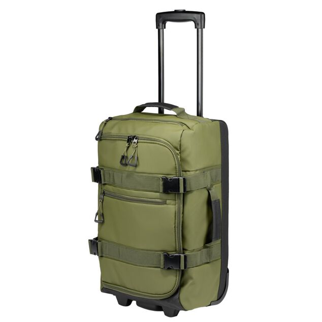 Valise souple 32L taille cabine 2 roues textile vert kaki 30,5x21xH53cm