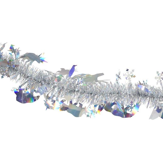 Guirlande iridescente argent&eacute; ou bleu 2m