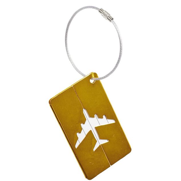 Étiquette de bagage métal coloré (plusieurs modèles)