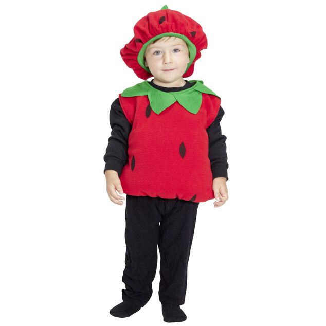 D&eacute;guisement b&eacute;b&eacute; fraise bonnet et gilet 18/24mois