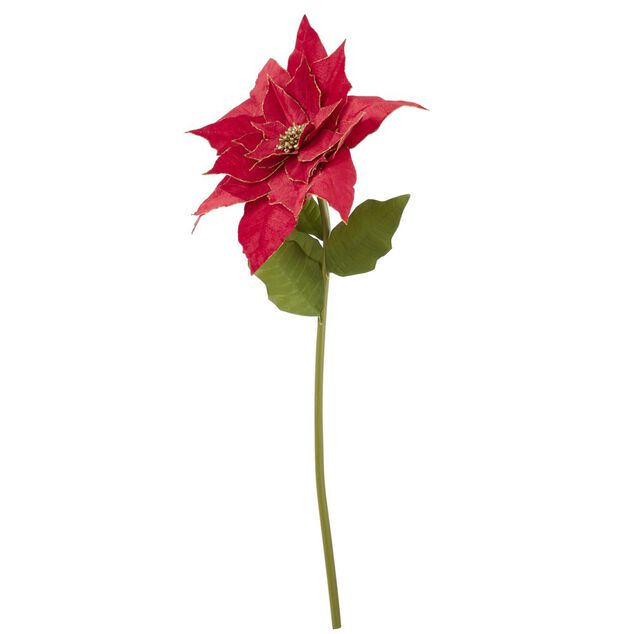 Fleur de No&euml;l artificielle XL poinsettia paillet&eacute;e rouge H150cm