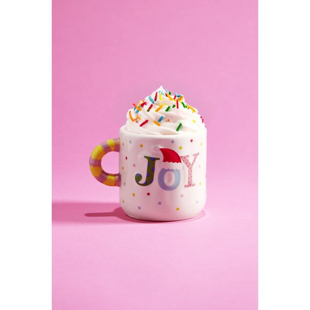 Tasse Noël avec anse à rayures Ø8xH10cm (3 modèles)