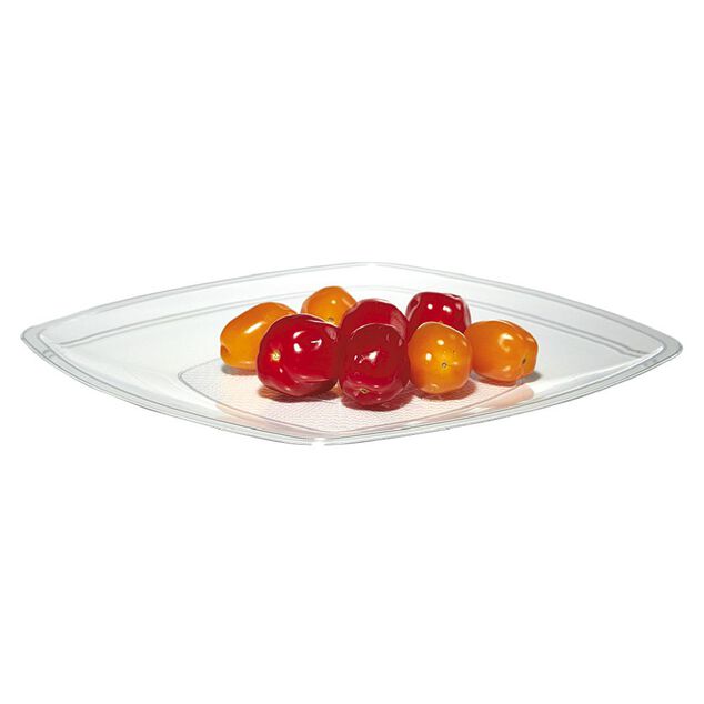Lot de 6 assiettes carr&eacute;es plastique transparent &agrave; bord arrondi 22x22 cm
