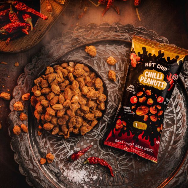 Cacahu&egrave;tes piquantes Hot Chip crispy &eacute;pic&eacute;es saveur chili 70gr