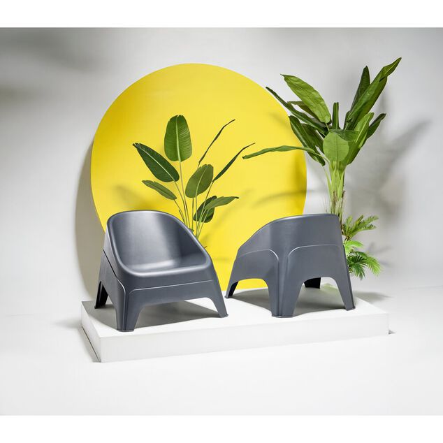 Fauteuil de jardin Neo plastique gris anthracite 76,5xP79,5xH57,5cm