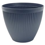 Cache pot plastique rainur&eacute; gris &Oslash;35xH29cm