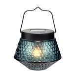 Lanterne solaire effet flamme en verre &Oslash;12xH10,5cm