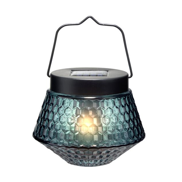 Lanterne solaire effet flamme en verre &Oslash;12xH10,5cm