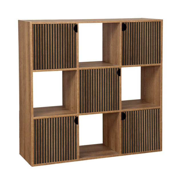 &Eacute;tag&egrave;re Adam 9 cases 5 portes en bois brun L90xP29,5xH90cm