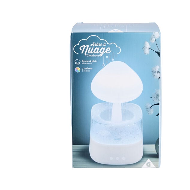 Humidificateur arbre &agrave; nuage lumineux 7 couleurs brume et pluie &Oslash;17xH26,5cm