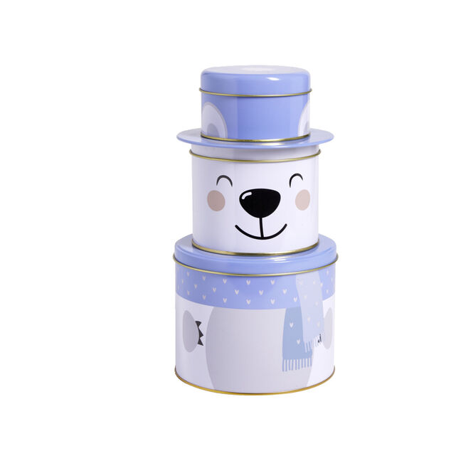 Boîte alimentaire Noël métal 3 compartiments Ø13,5xH26cm (2 modèles)