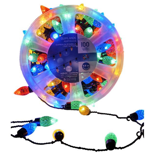 Guirlande électrique 100 Led forme Fraise Multicolore 9,9 m