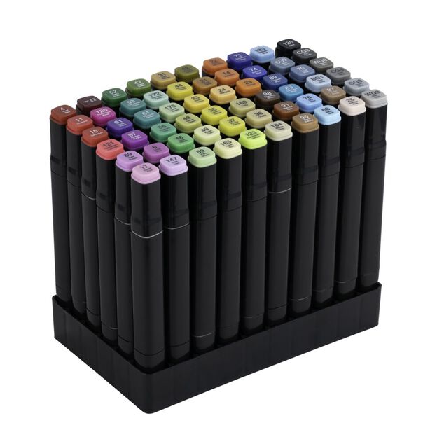 Marqueur double pointe x60 dans pochette transport noir 18,5x12xH16cm