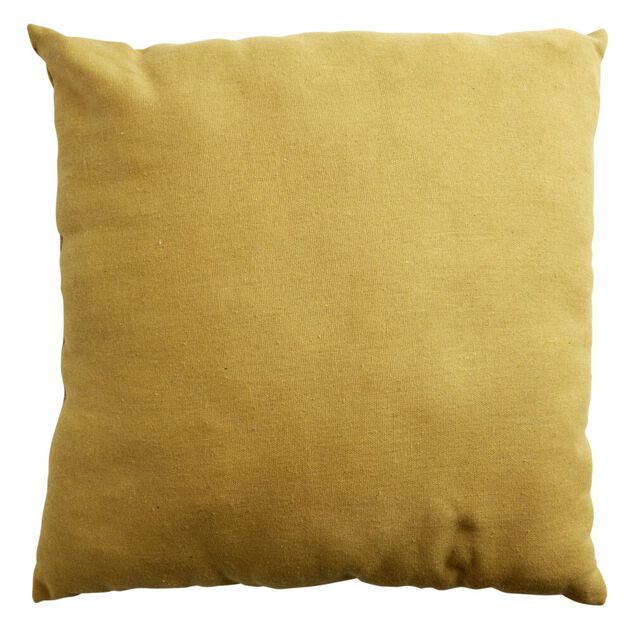 Coussin carr&eacute; d&eacute;perlant jaune ocre 40x40cm