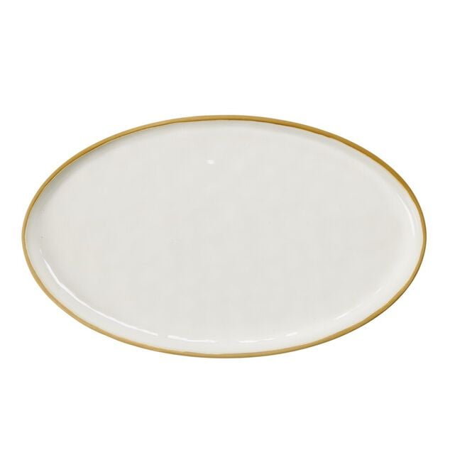 Plat de service en porcelaine beige 18x29cm