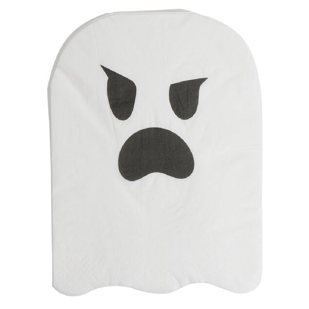 Serviette papier Halloween forme fant&ocirc;me blanc x20