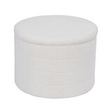 Pouf coffre de rangement rond blanc tissu bouclette Clara &Oslash;56xH40cm