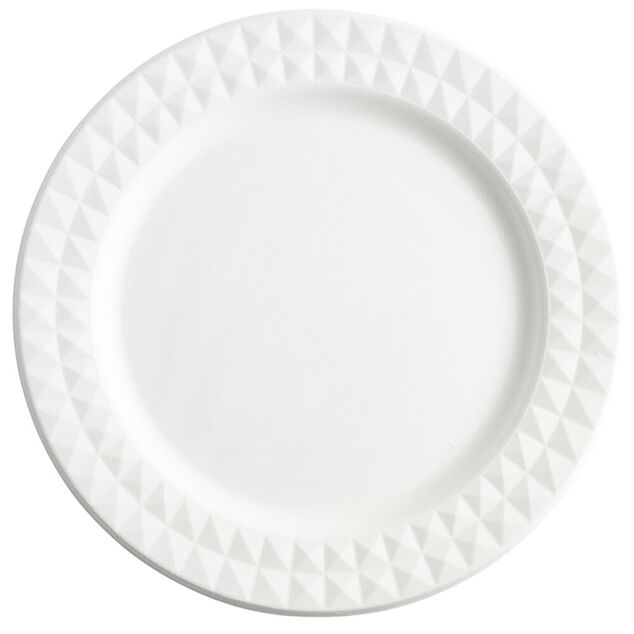 Assiette carton x8 canne &agrave; sucre bagasse contour fa&ccedil;on diamant blanc &Oslash;23cm