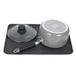 Tapis &eacute;gouttoir en plastique rainur&eacute; gris - L.40xl.30cm