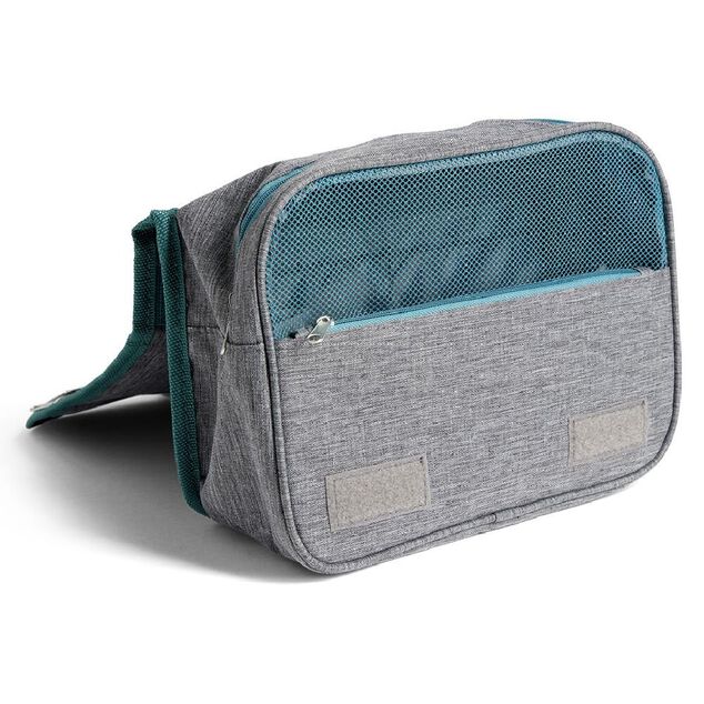 Organiseur camping tissu gris et bleu 15L