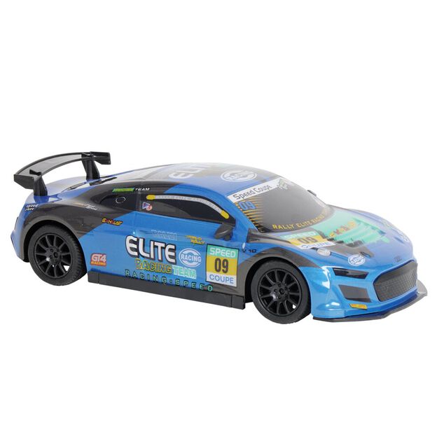 V&eacute;hicule de course radiocommand&eacute; bleu 21x9xH6cm