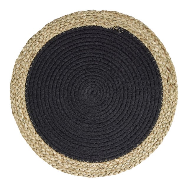 Set de table rond coton et paille tress&eacute; &Oslash;38cm (2 mod&egrave;les)
