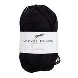 Pelote fil &agrave; tricoter 100% coton noir 50g