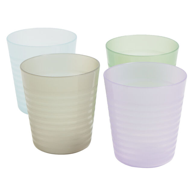 Lot de 4 gobelets pour enfant &Oslash;7,7xH.8,5cm plastique color&eacute;